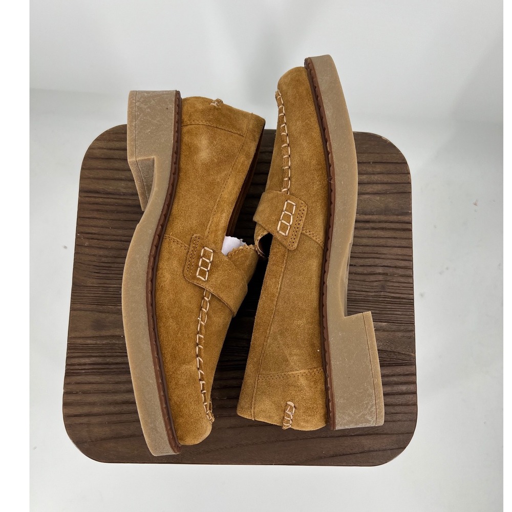 Lucky Brand Larissah Suede Loafers Cuoio Brown Whipstitch Penny Shoe NWT Size 11 - Picture 4 of 8